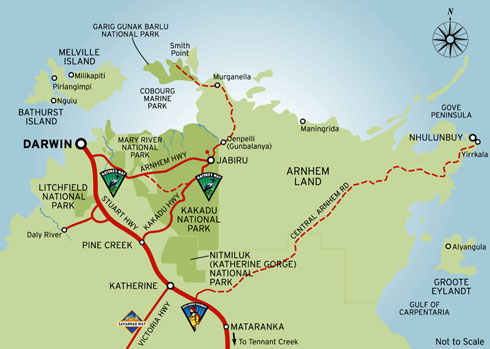 map of Arnhem Land and darwin